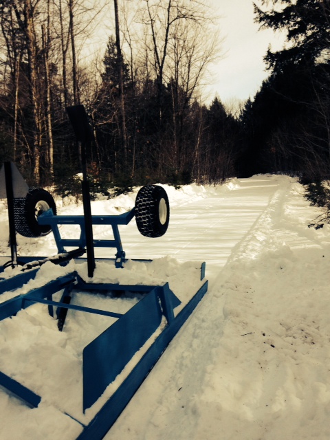 New 109 snowmobile trail after being cleared and freshly groomed